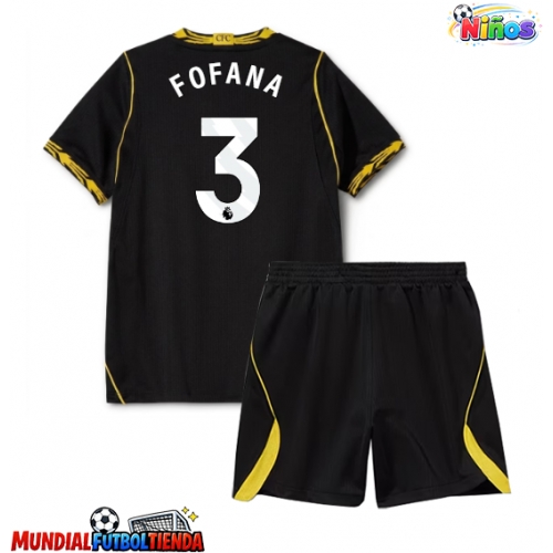 Camiseta Chelsea Wesley Fofana #3 Segunda Equipación Replica 2026-27 para niños mangas cortas (+ Pantalones cortos)